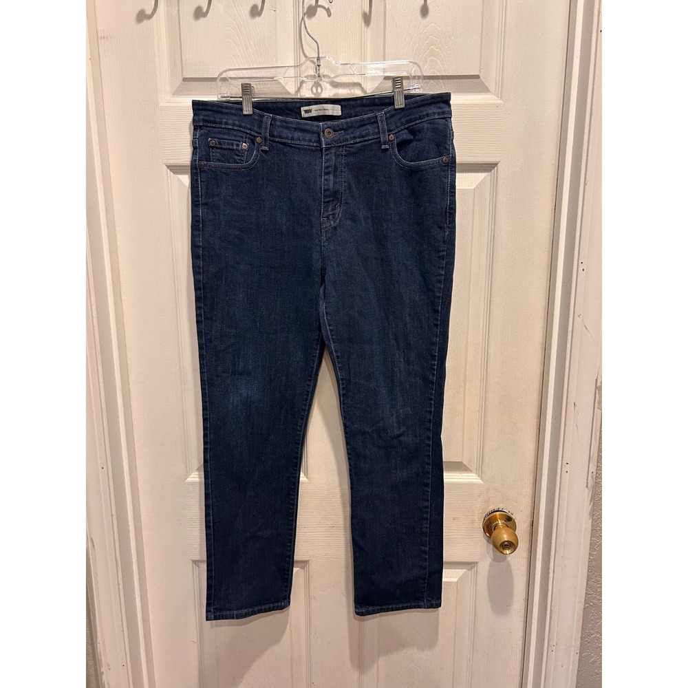 Levis Mid Rise Skinny Jeans Womens 16 Short Dark Wash Blue Denim Stretch